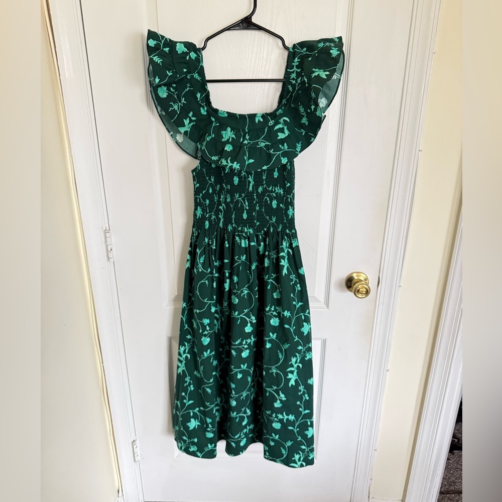 Hill House Akilah Midi Dress in Green Botanical - Picture 3 of 7